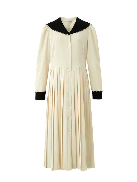 Scallop pleated dress - Butter