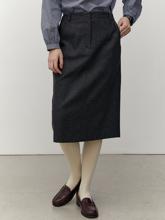 wool H skirt - charcoal