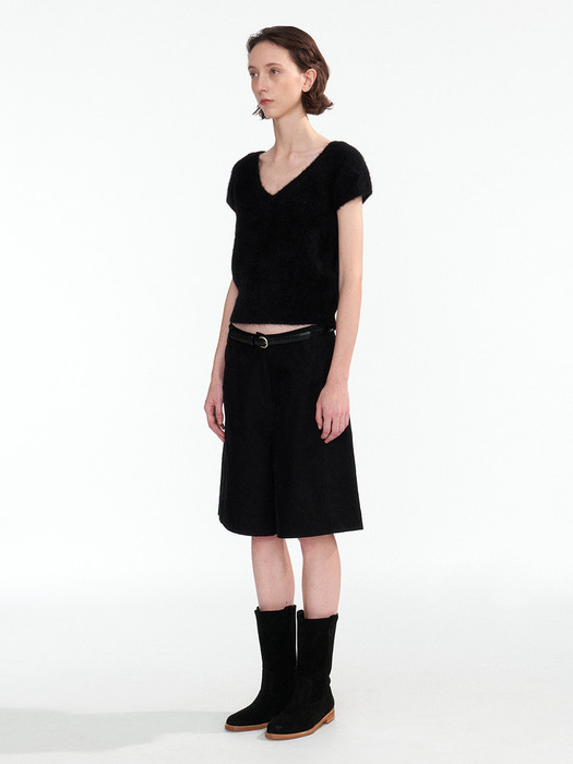 Sienna v-neck short sleeve knit (Black)