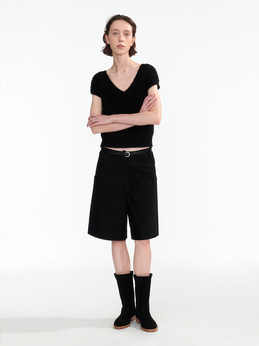 Sienna v-neck short sleeve knit (Black)