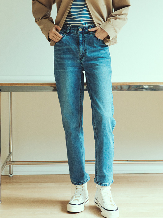 Mid-rise Straight Jeans 2 SET (MID BLUE+GREY)