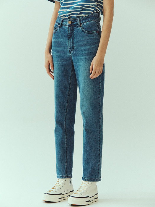 Mid-rise Straight Jeans 2 SET (MID BLUE+GREY)