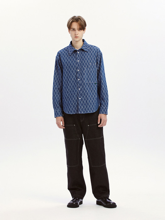 Scale texture shirt / Heritage blue
