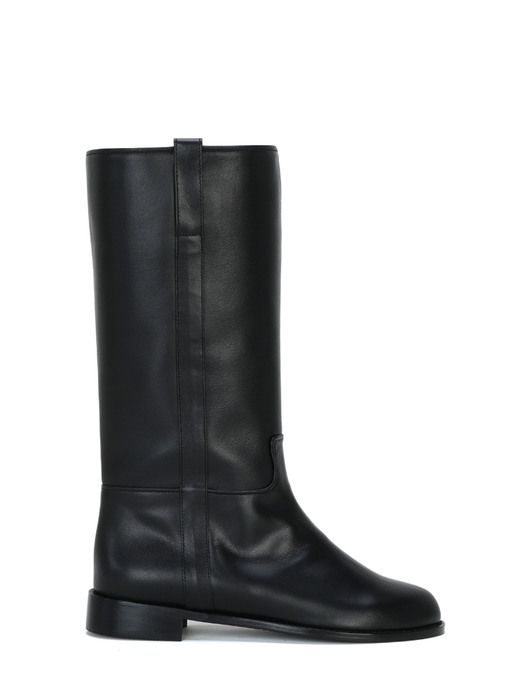 Calf-High Leather Boots (Black)