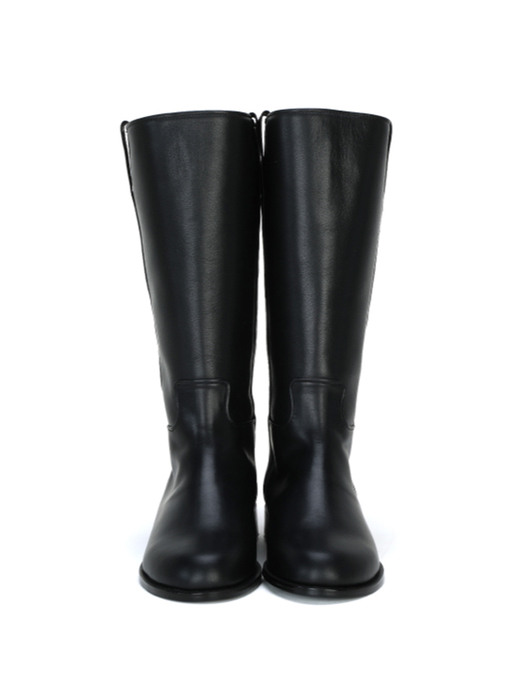 Calf-High Leather Boots (Black)