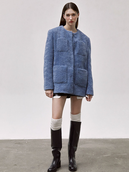 Fur Jacket in Blue VW2WJ100-22