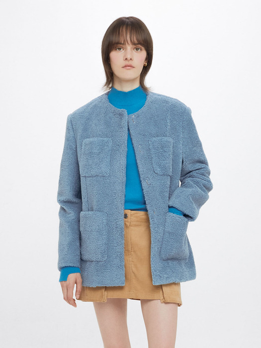 Fur Jacket in Blue VW2WJ100-22