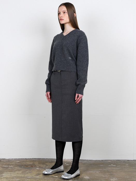 Skirt H Slit Charcoal Gray