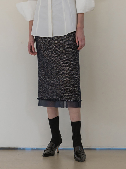 Wool Tweed Oanza Patched Skirts