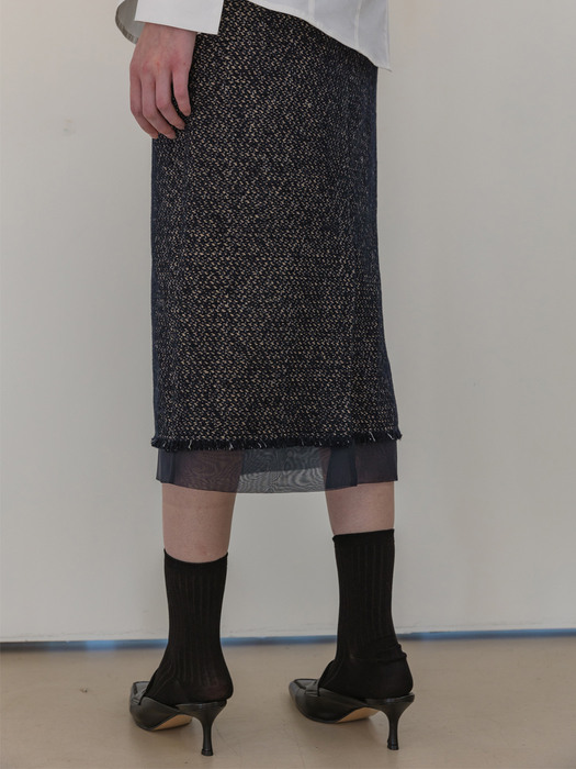 Wool Tweed Oanza Patched Skirts
