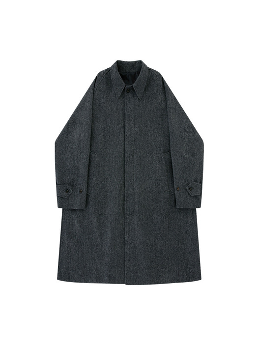 Tweed wool Balmacaan Coat (gray)