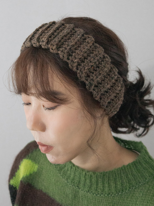 Wool blend knit ear warmer and hairband (brown)