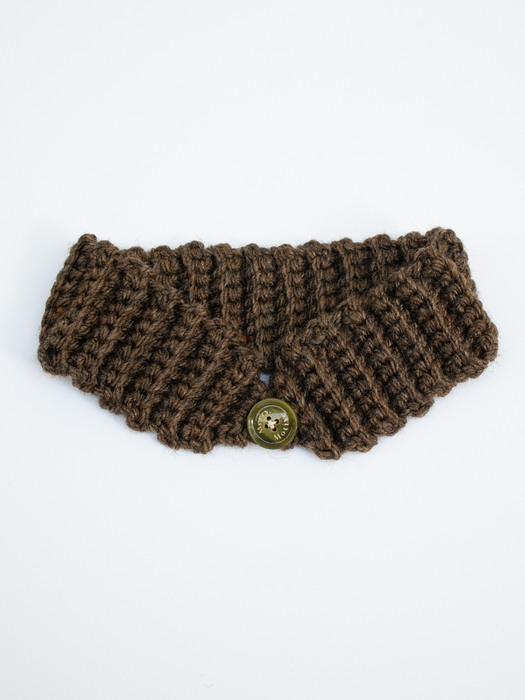 Wool blend knit ear warmer and hairband (brown)