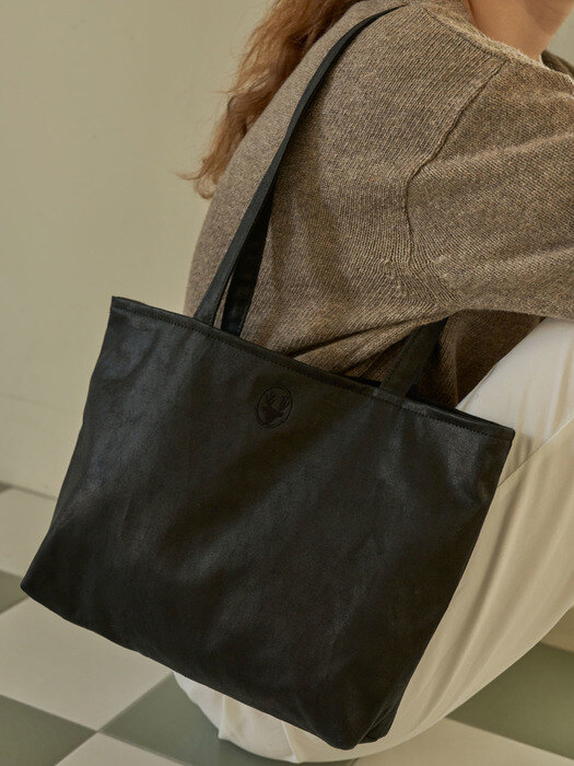 Suede shoulder bag_ Black