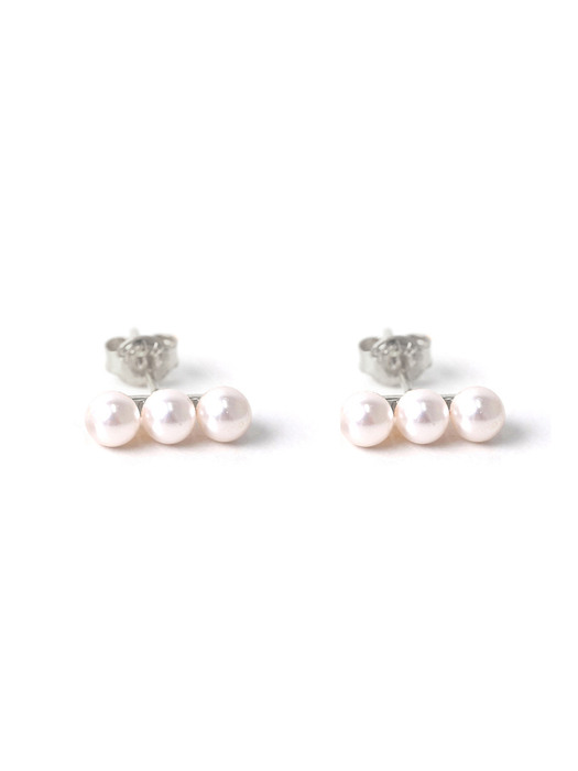 [Silver925]TR004 Triple bar pearl earings