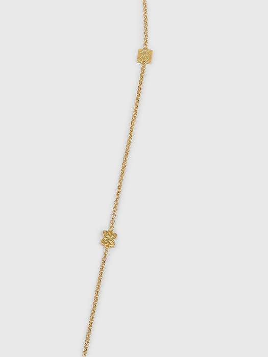 WILKY Logo Station Long Chain Necklace - Gold