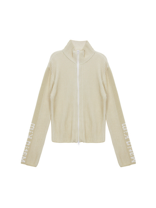 SLEEVE POINT ZIP UP CARDIGAN IN IVORY