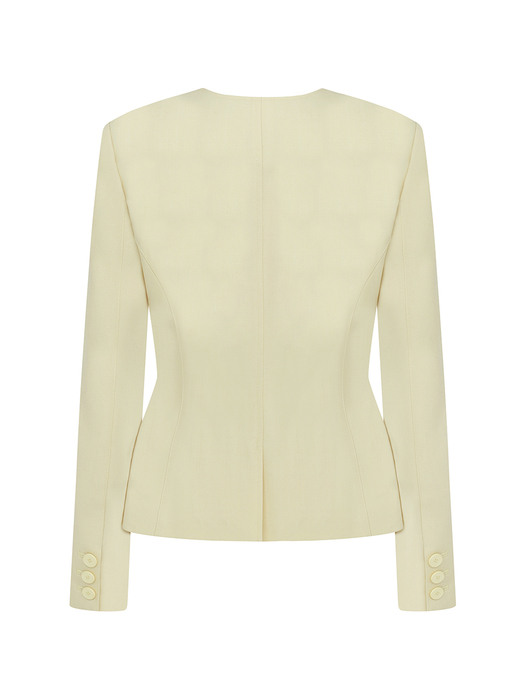 Square Scoop Neck Jacket[LMBCSPJK103]-Yellow