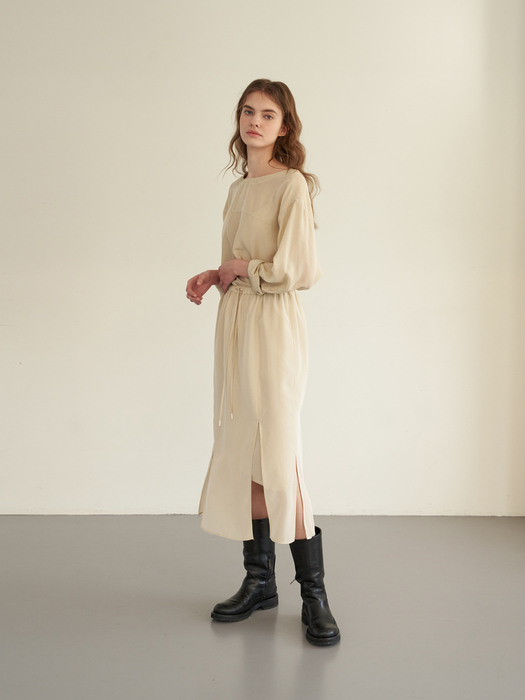 Layered slit skirt (Light beige)