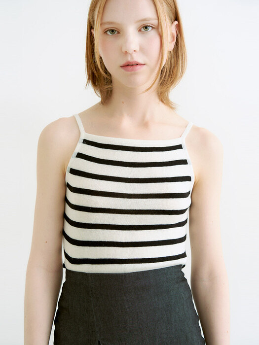 Zat stripe sleeveless - white