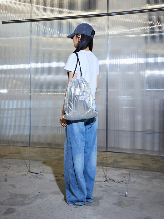 Metalic string backpack_Silver