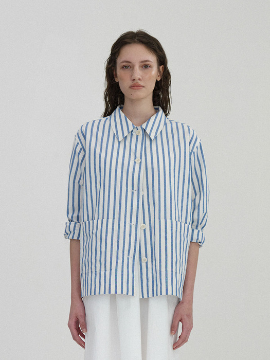 낫띵리튼]French cotton work jacket (Stripe)