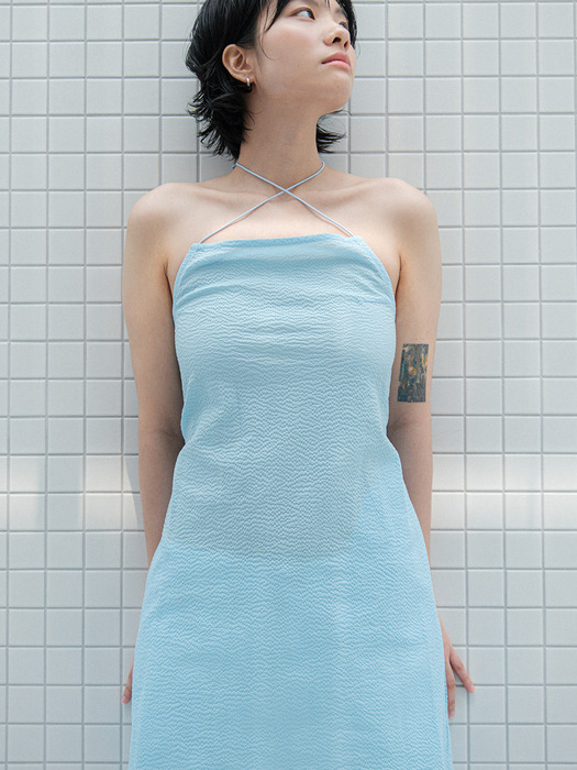 bubble backless dress (blue)