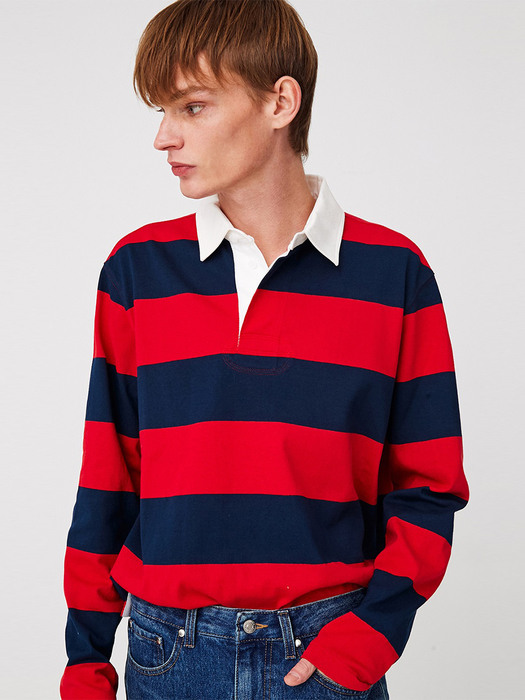 UNISEX, Stripe Rugby Shirt / Red Stripe