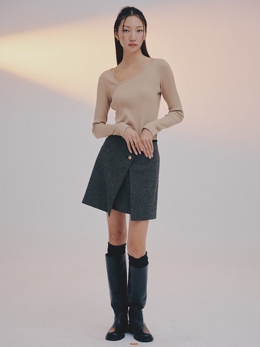 Velvet Point Mini Skirt  Brown (KE3827M08D)
