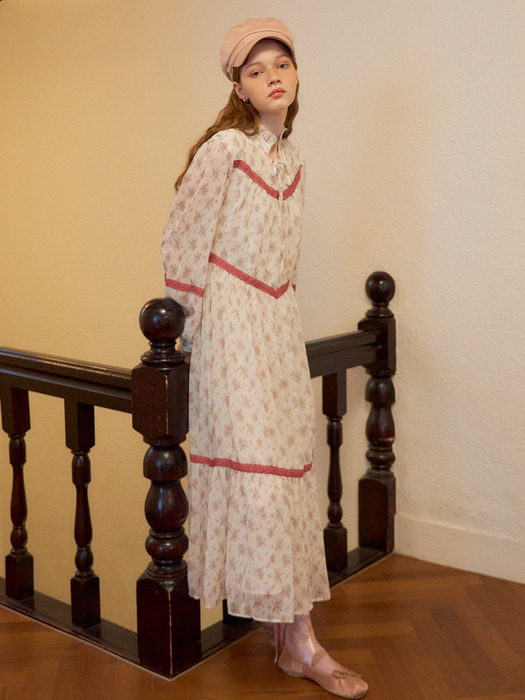 Chiffon Lace Long Dress_ Ivory