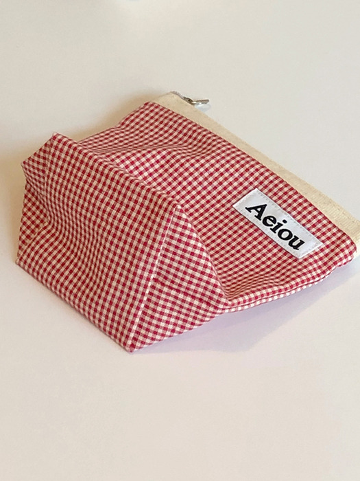 Aeiou Basic Pouch (M size) Red Candy Check