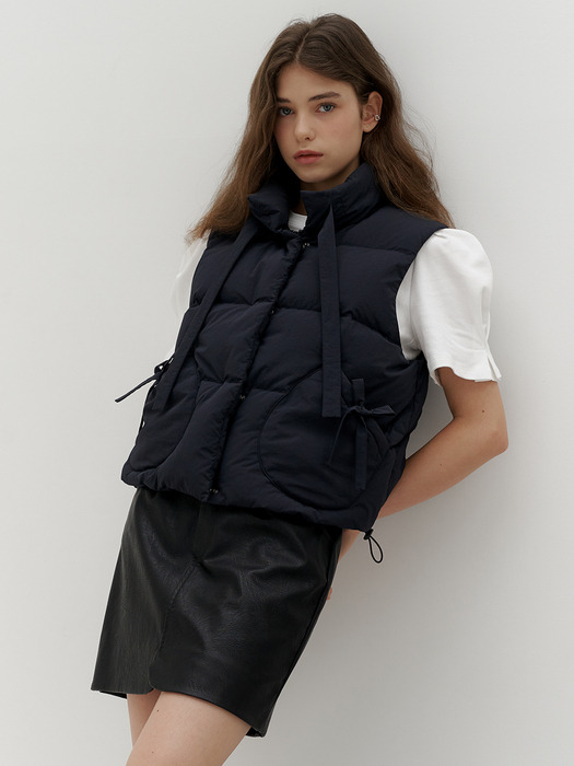 Ribbon Duck Down Padded Vest(5color)