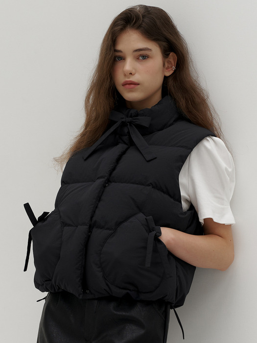 Ribbon Duck Down Padded Vest(5color)