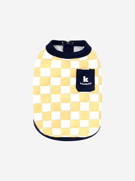 CHECKERBOARD SLEEVELESS ZIPUP-YELLOW(누빔집업)