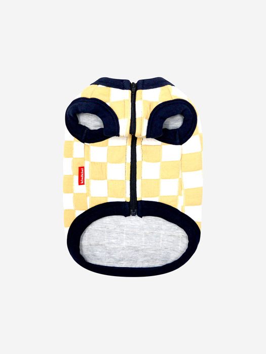 CHECKERBOARD SLEEVELESS ZIPUP-YELLOW(누빔집업)