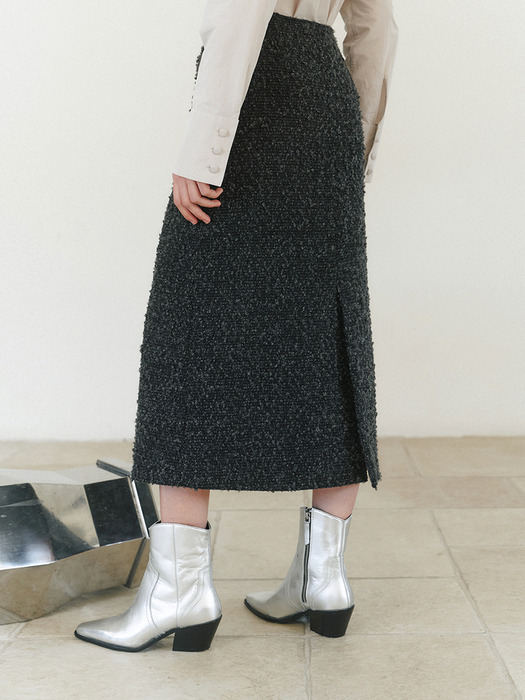 BON Boucle Long Skirt - Charcoal