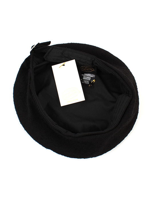 Belted Black Towel Knit Beret 베레모