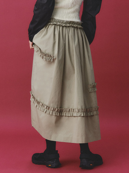 Frill Full Skirt Beige