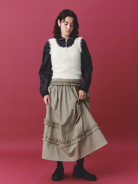 Frill Full Skirt Beige