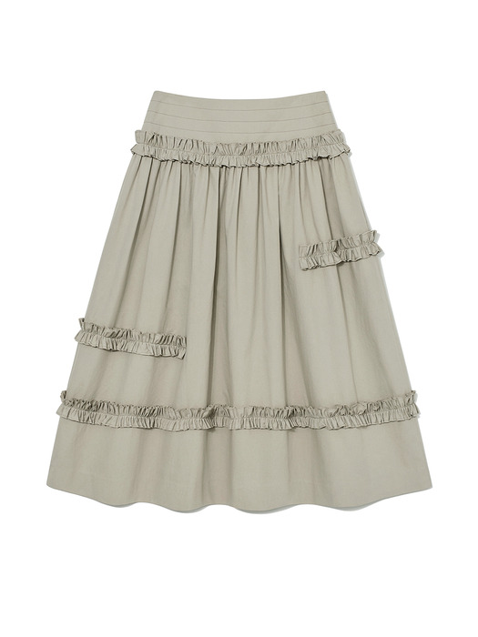 Frill Full Skirt Beige