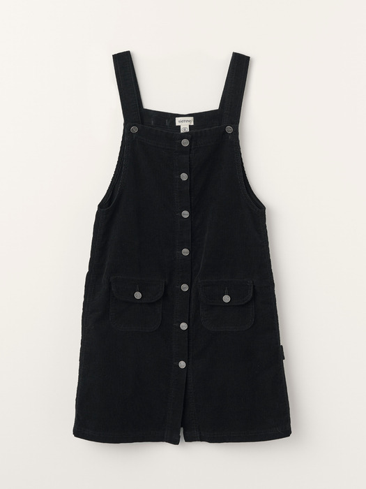 Corduroy Suspender Dress (Black)