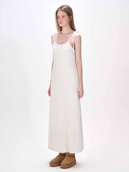 Slip Fluffy Long Dress, Ivory