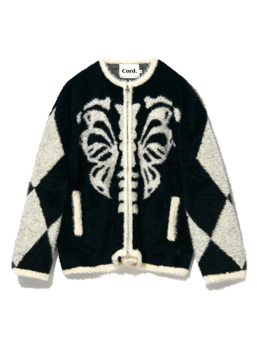 BONE-FLY HAIRY KNIT ZIP-UP_BK