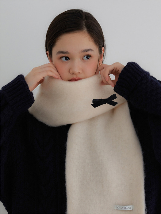 wool chunky ribbon brooch muffler_COLORS