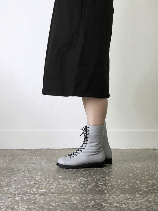 Mid Calf Monkey Boots . Cloudy Gray