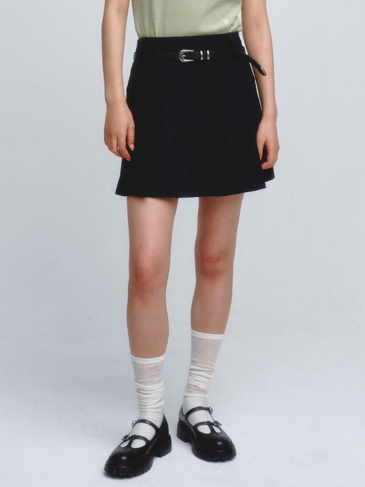 Wool Pleats Mini Skirt  Ash (KE4127M024)