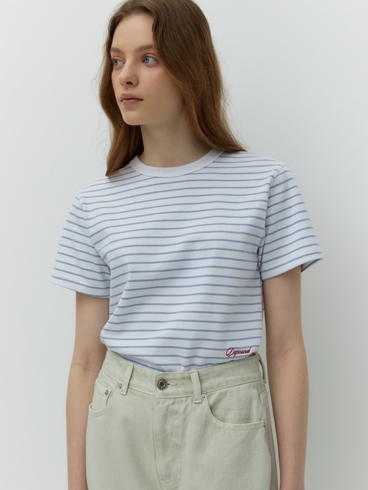 logo stripe t-shirt - blue stripe