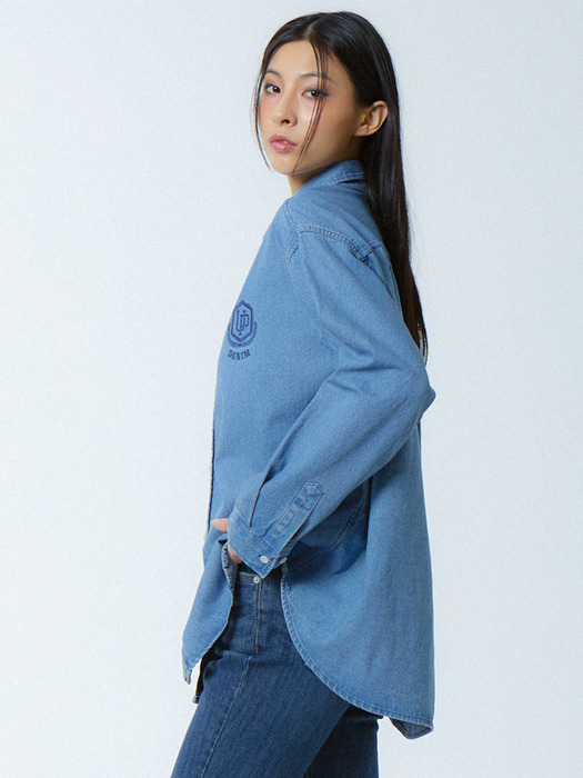 UP-585 로고 데님셔츠 블루_LOGO DENIM SHIRTS BLUE