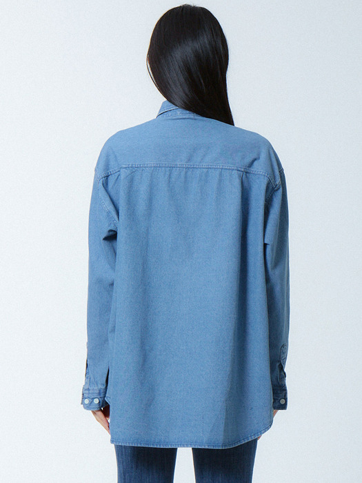 UP-585 로고 데님셔츠 블루_LOGO DENIM SHIRTS BLUE