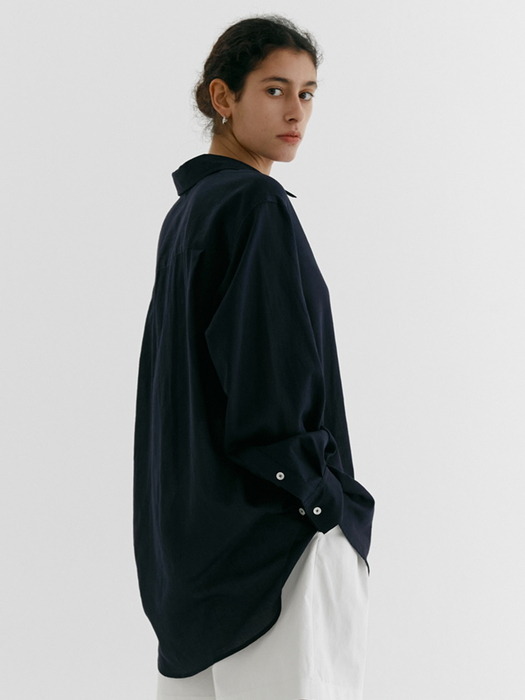 5차_LOOSE FIT GAUZE FABRIC SHIRT_NAVY